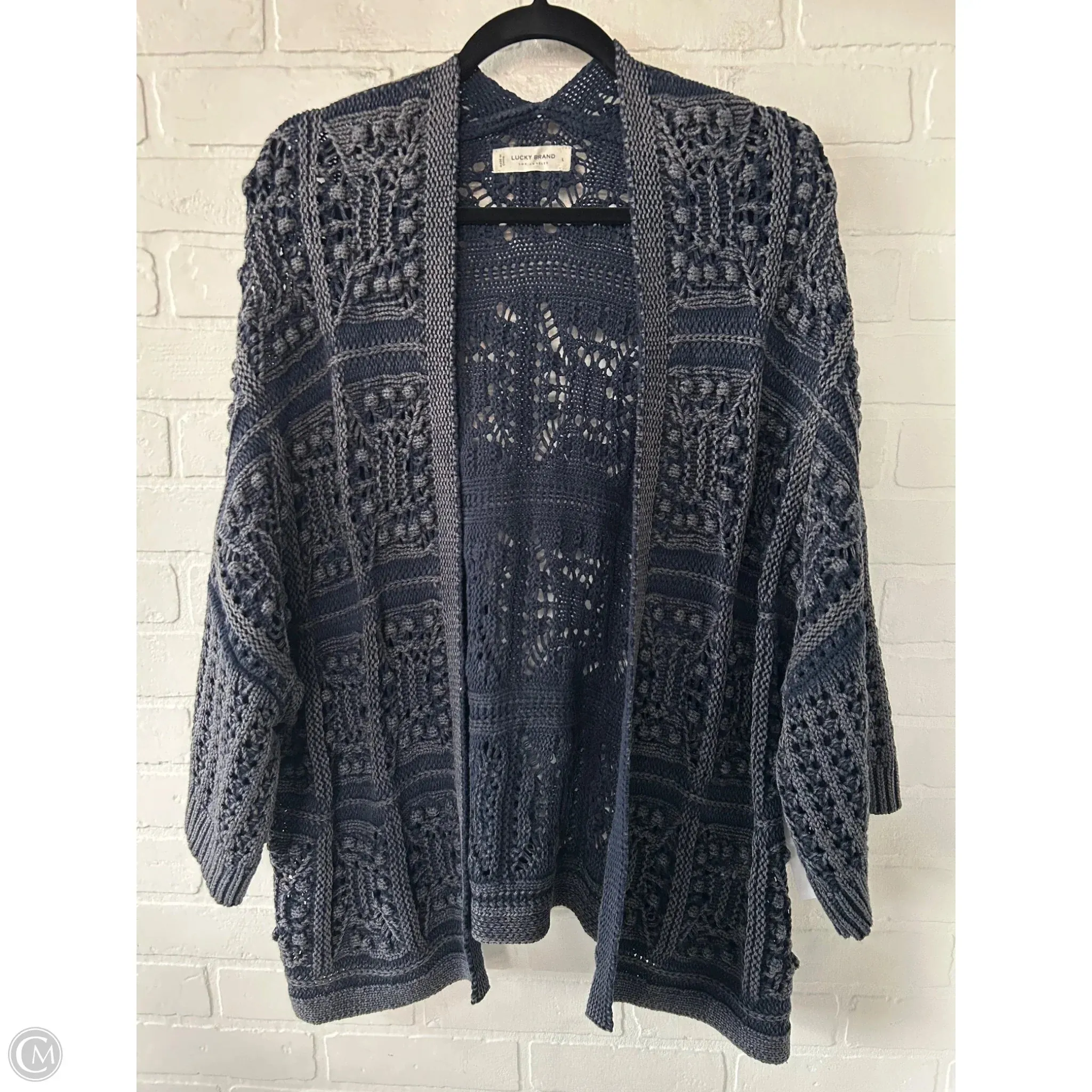 Sweater Cardigan By Lucky Brand In Blue, Size: L