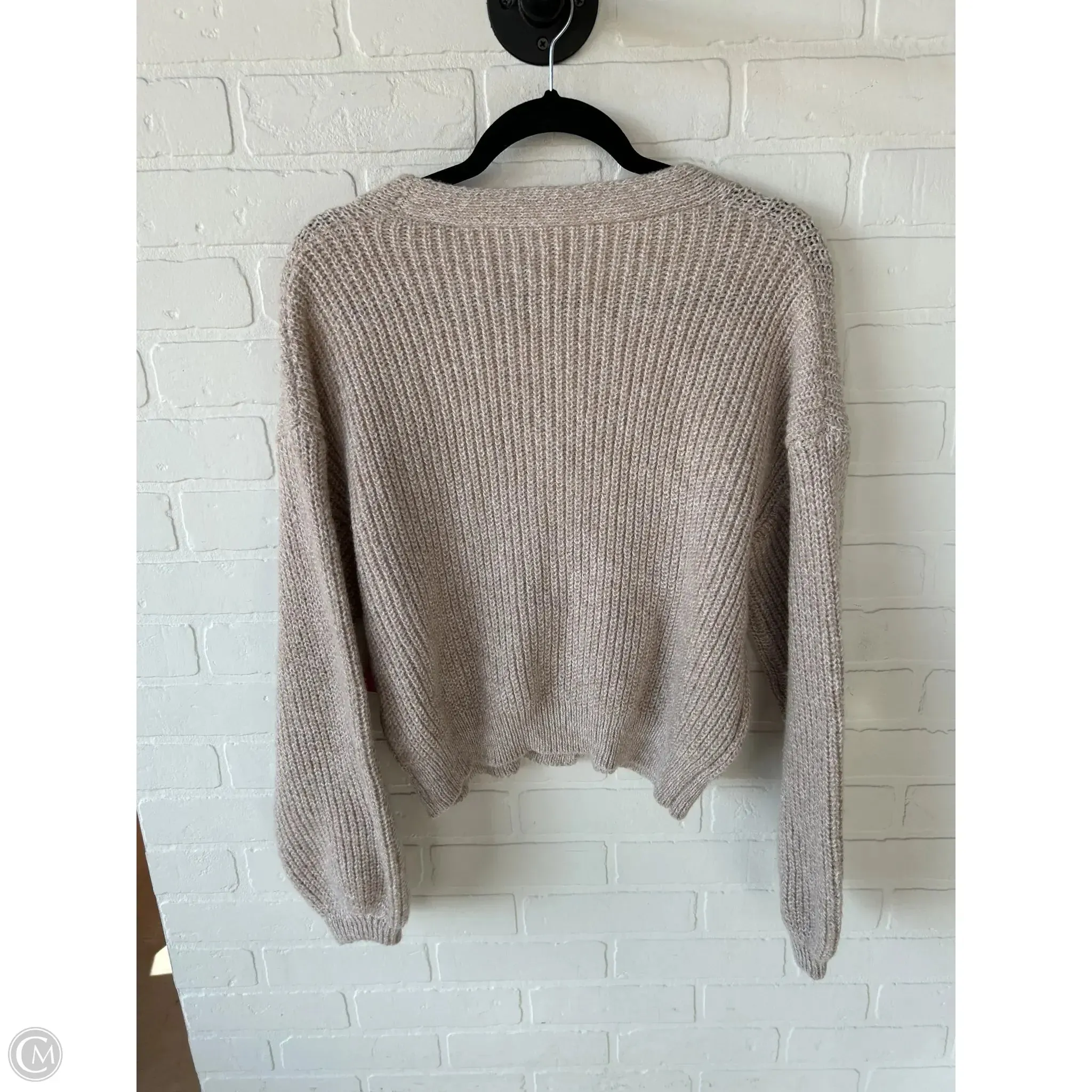 Sweater Cardigan By Shein In Tan & White, Size: S