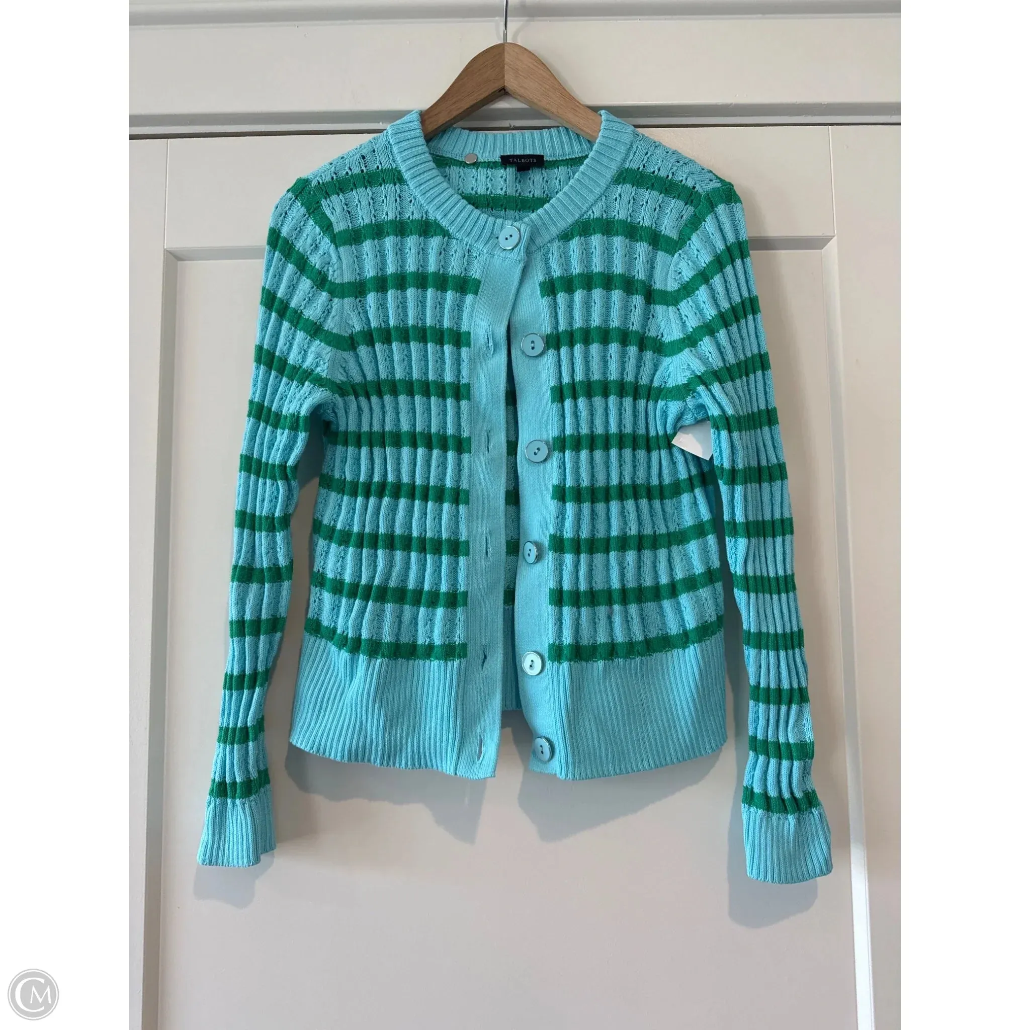 Sweater Cardigan By Talbots In Blue, Size: M