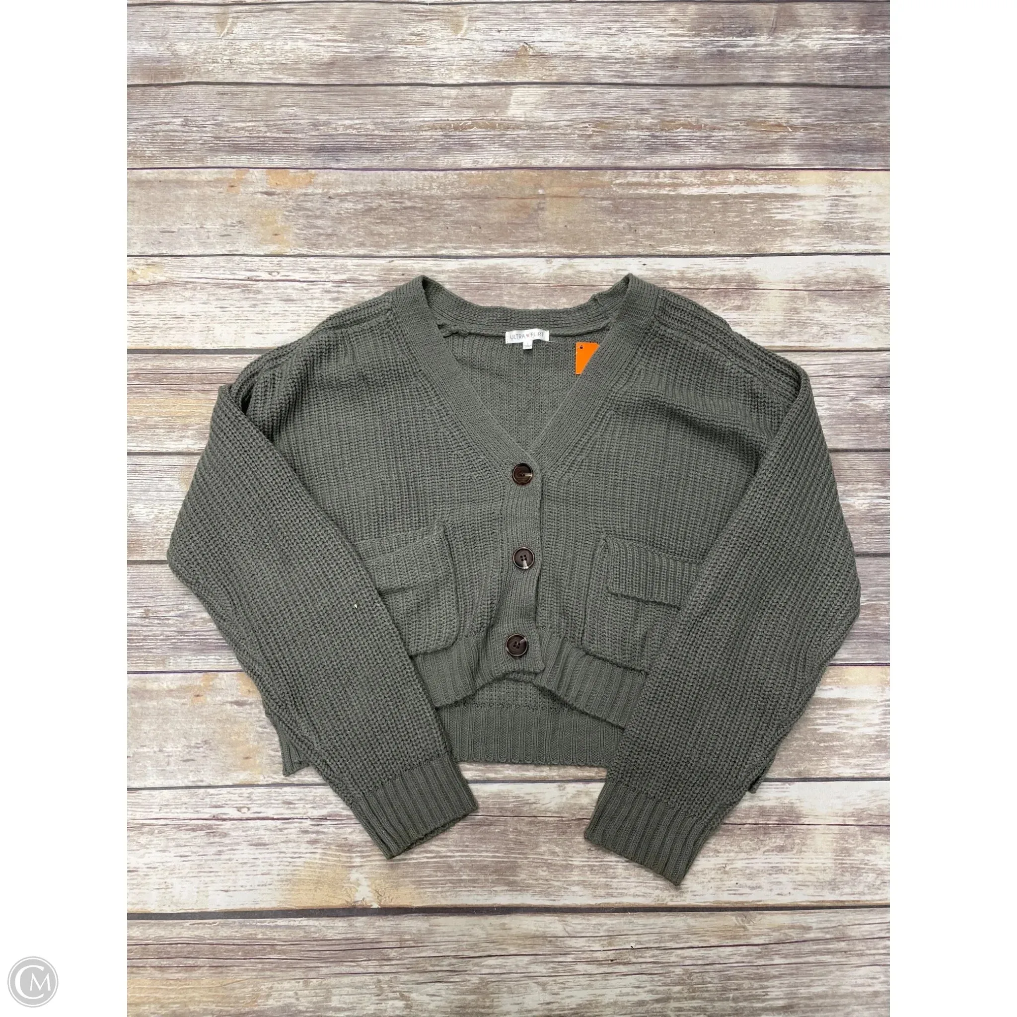 Sweater Cardigan By Ultra Flirt In Green, Size: L