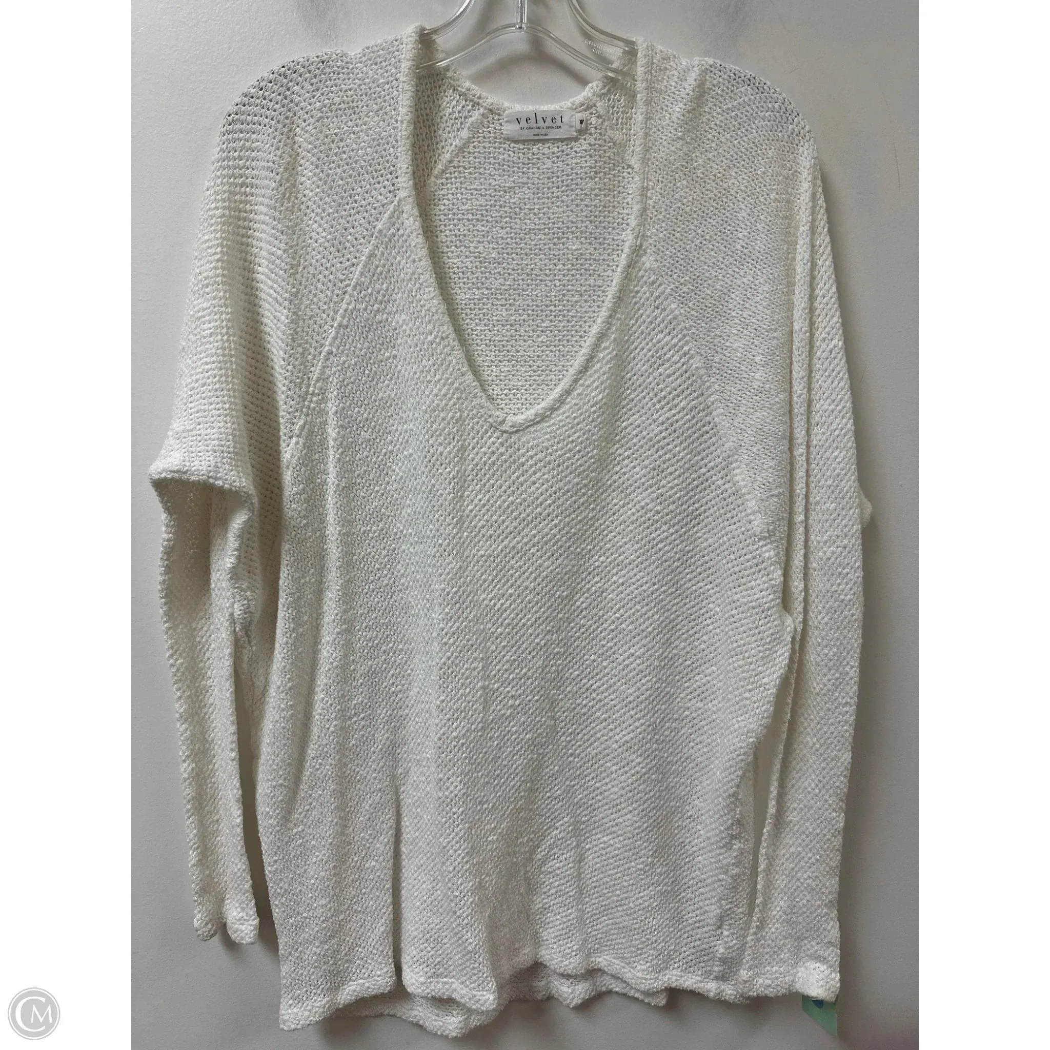 Sweater Short Sleeve By Velvet In White, Size: Xs