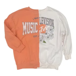 Sweatshirt Crewneck By Clothes Mentor In Orange & White, Size:S
