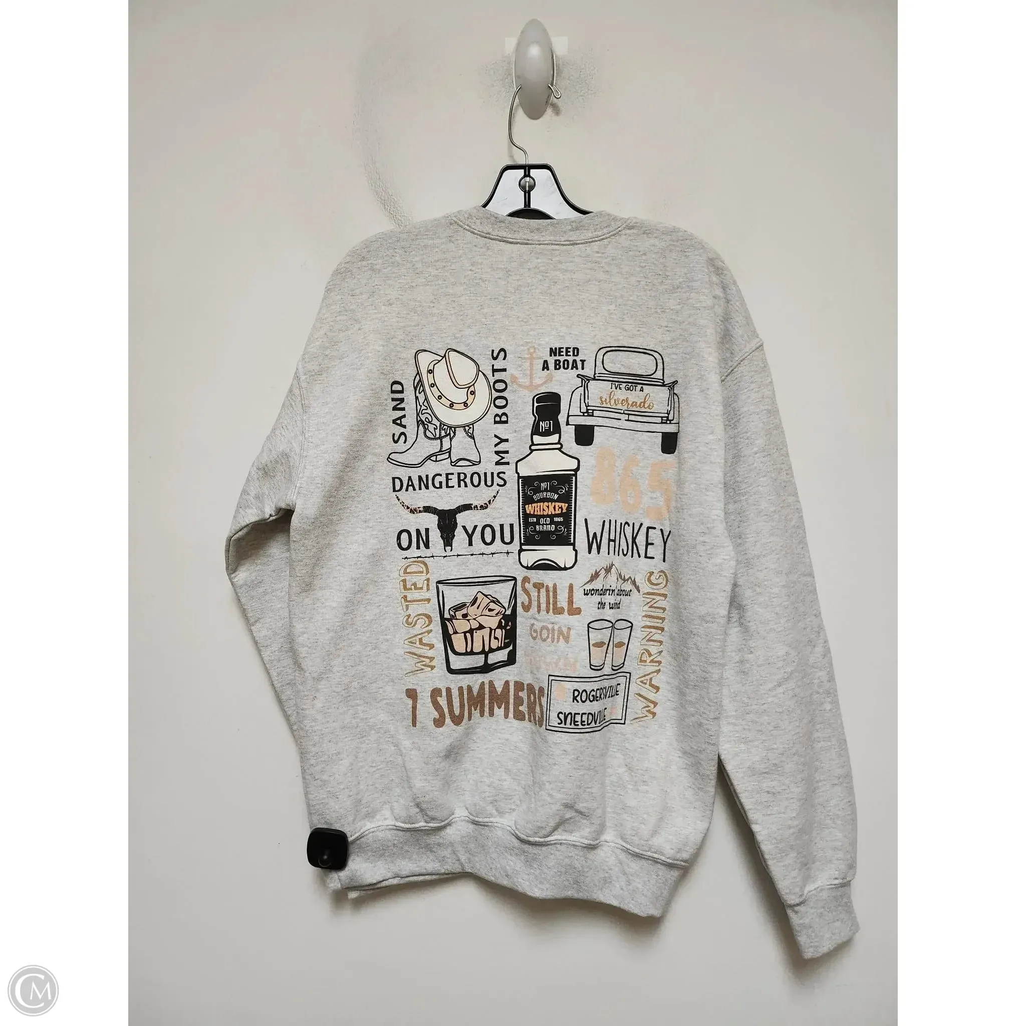 Sweatshirt Crewneck By Gildan In Grey, Size: M