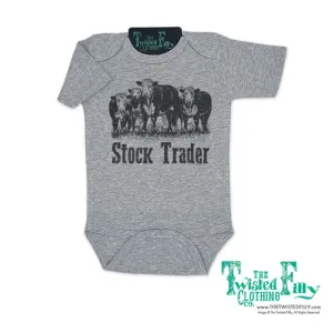 The Twisted Filly Infant/Toddler Grey Cows Stock Trader Onesie