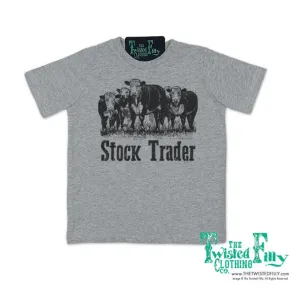The Twisted Filly Kid's Grey Cow Stock Trader Tee