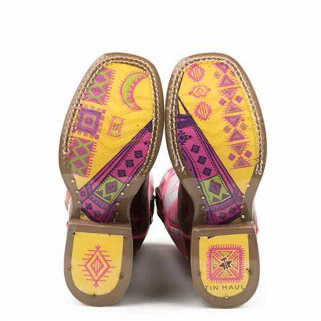 Tin Haul Girl's Pink Moon Aztec Square Toe