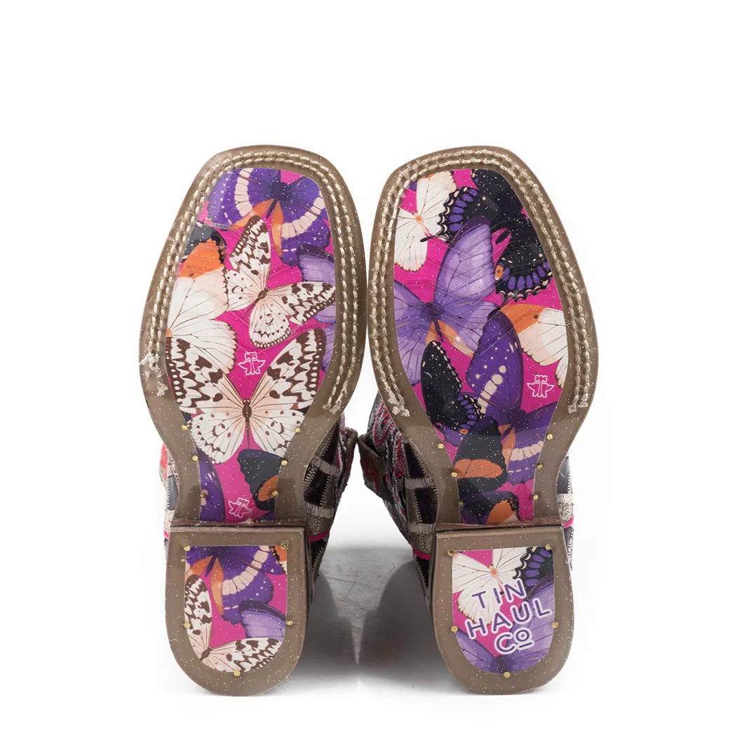 Tin Haul Girl's Sparkle Girl Butterfly Square Toe Boot