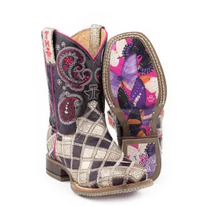 Tin Haul Girl's Sparkle Girl Butterfly Square Toe Boot