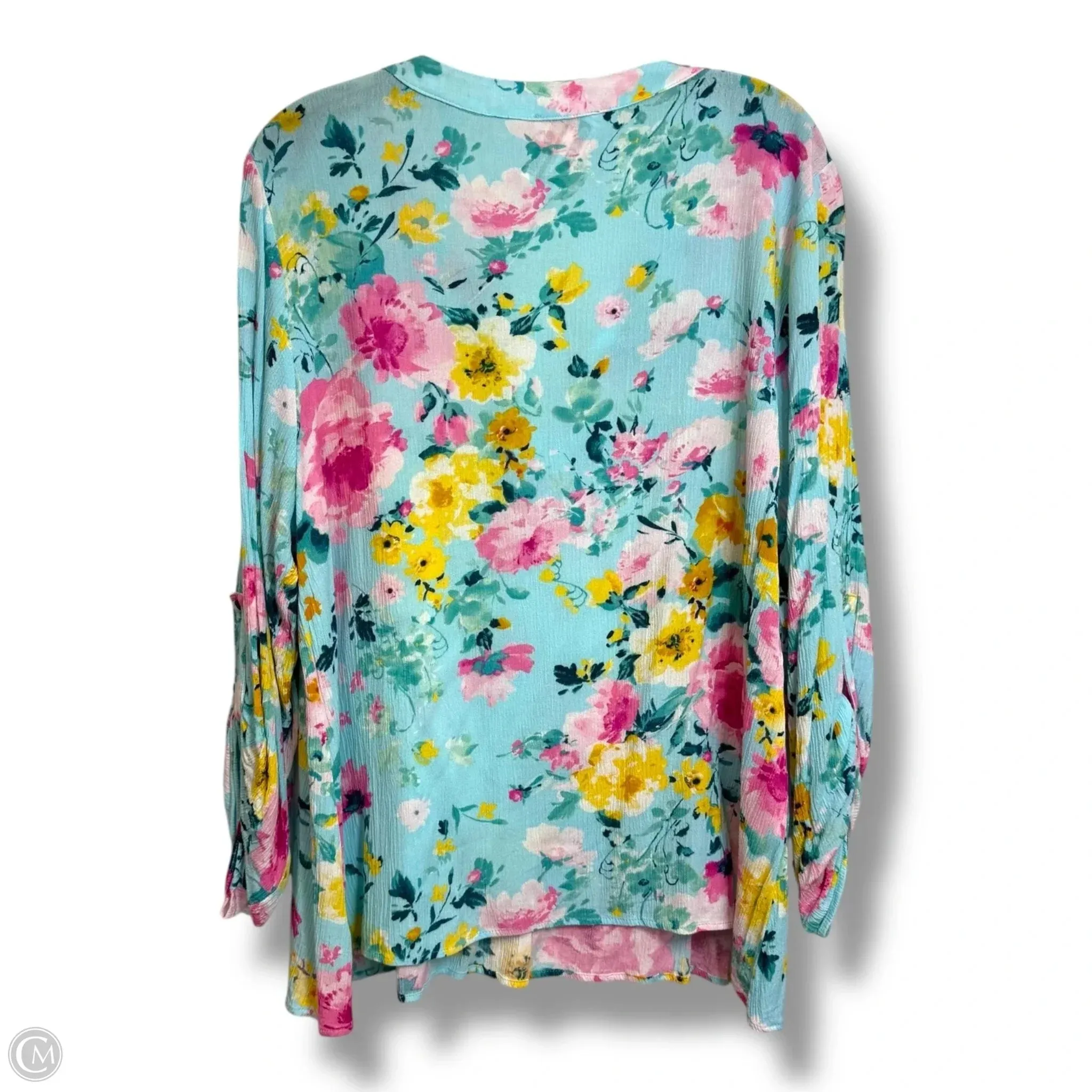 Top 3/4 Sleeve By Clothes Mentor In Floral, Size: 1x