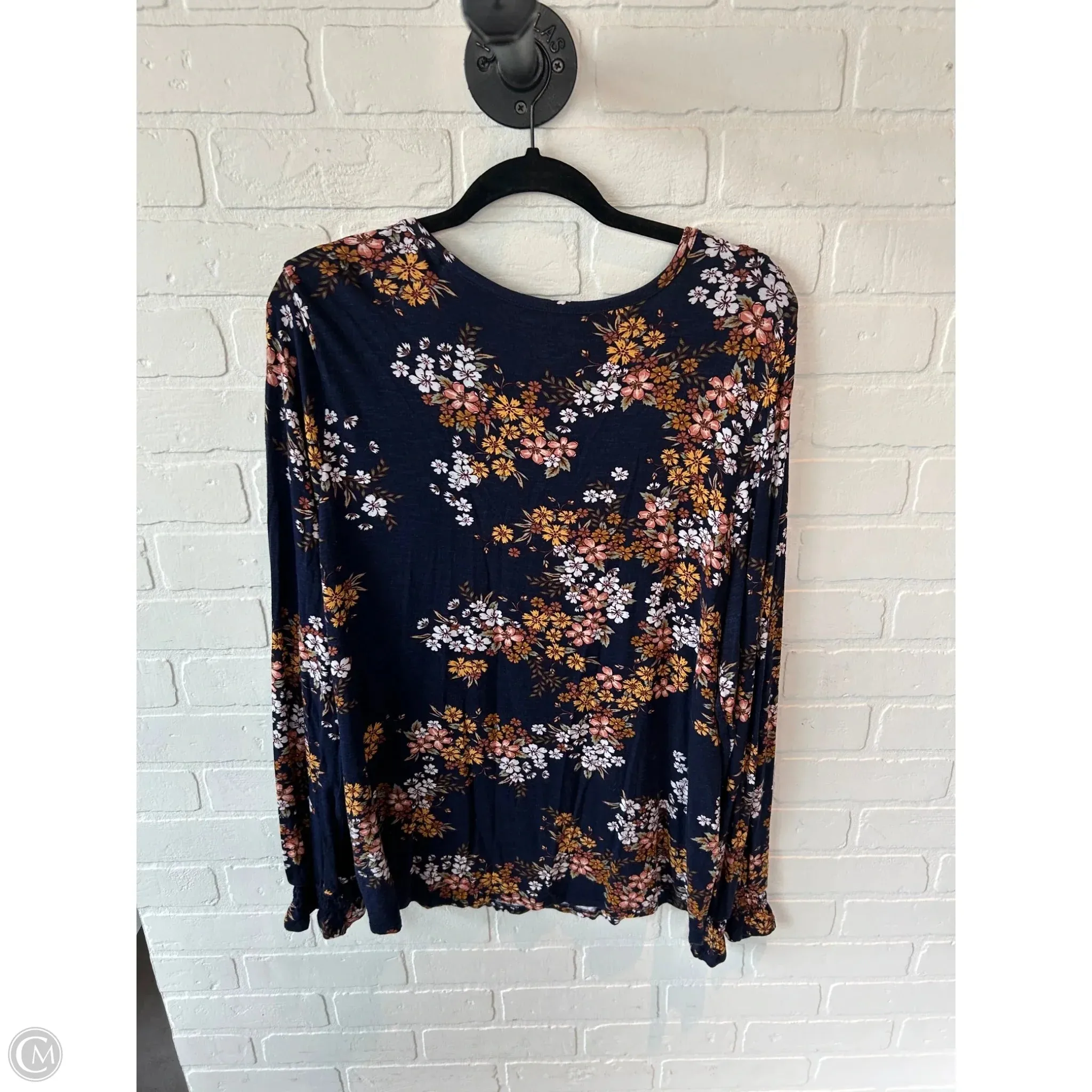 Top Long Sleeve By Maurices In Blue & Gold, Size: 1x