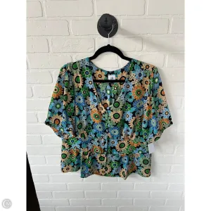 Top Short Sleeve By Cabi In Blue & Green, Size: Xl