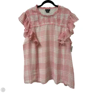 Top Short Sleeve By City Chic In Pink & White, Size: 2x