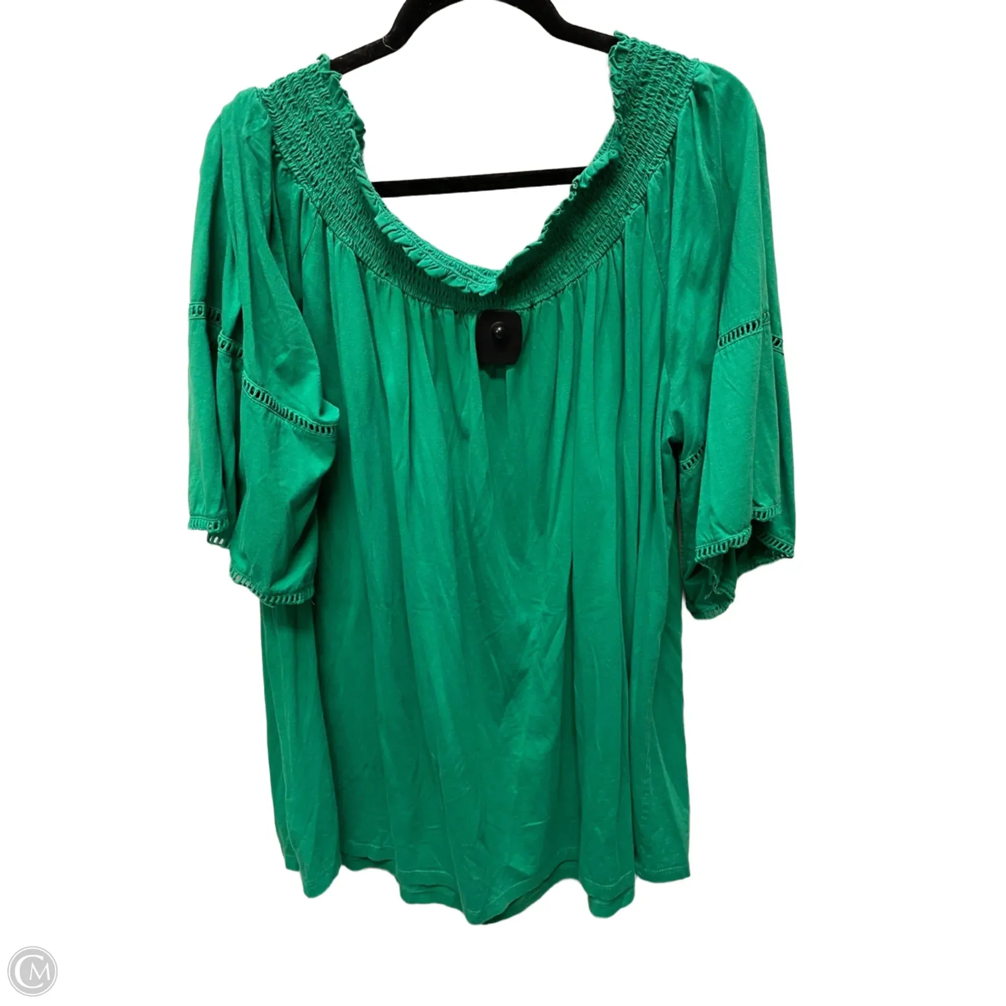 Top Short Sleeve By Denim 24/7 In Green, Size: 3x