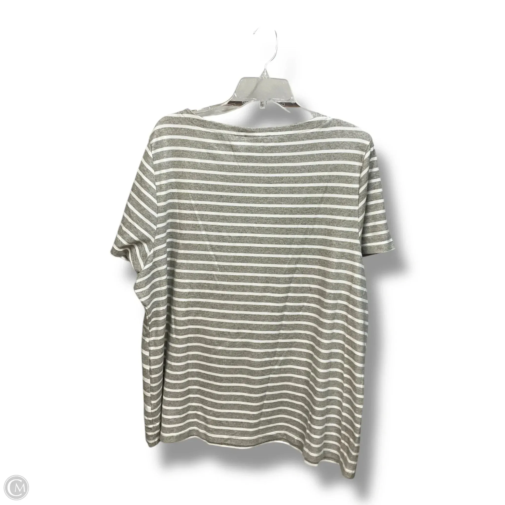 Top Short Sleeve By Karen Scott In Grey & White, Size: 3x
