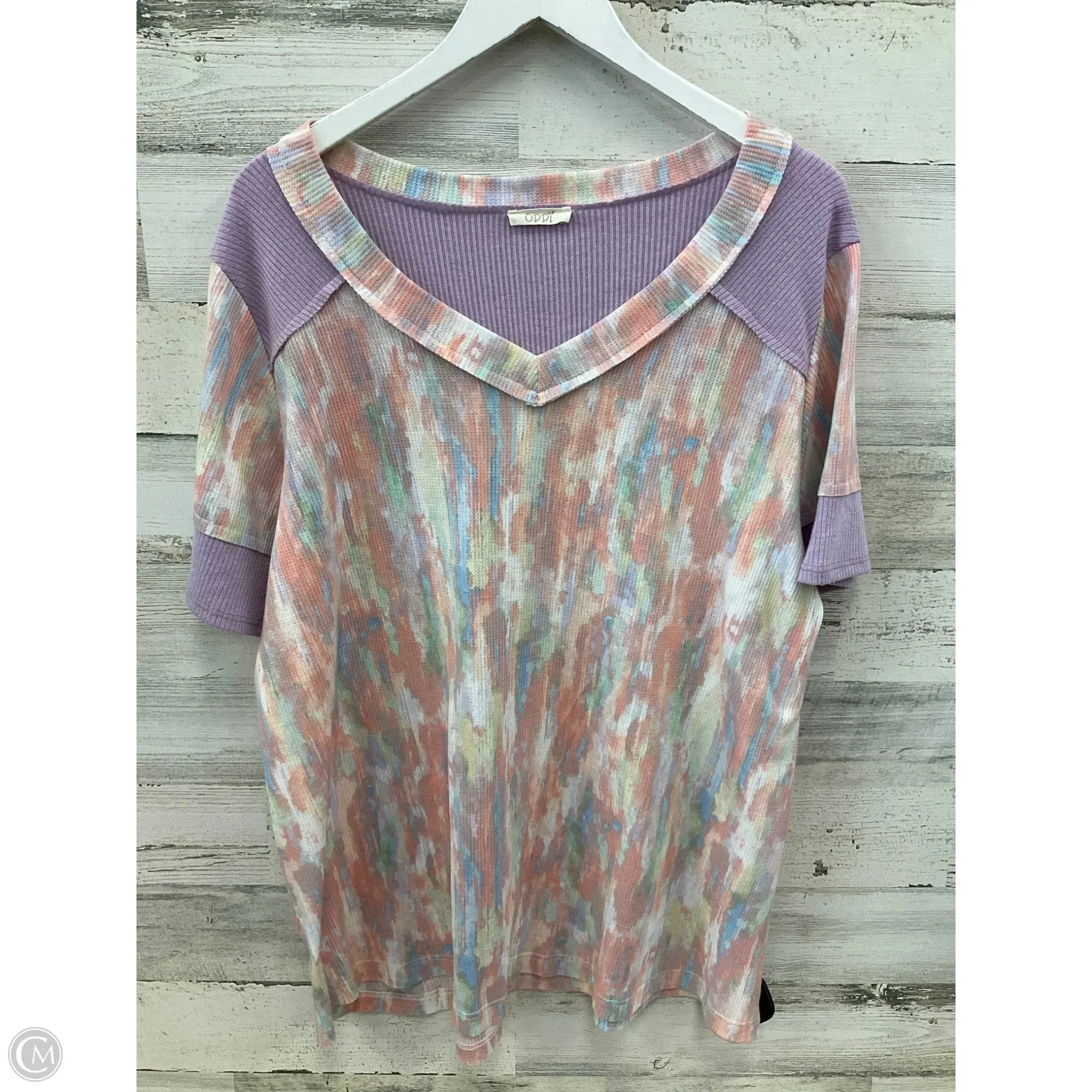 Top Short Sleeve By Oddi In Purple, Size: 2x
