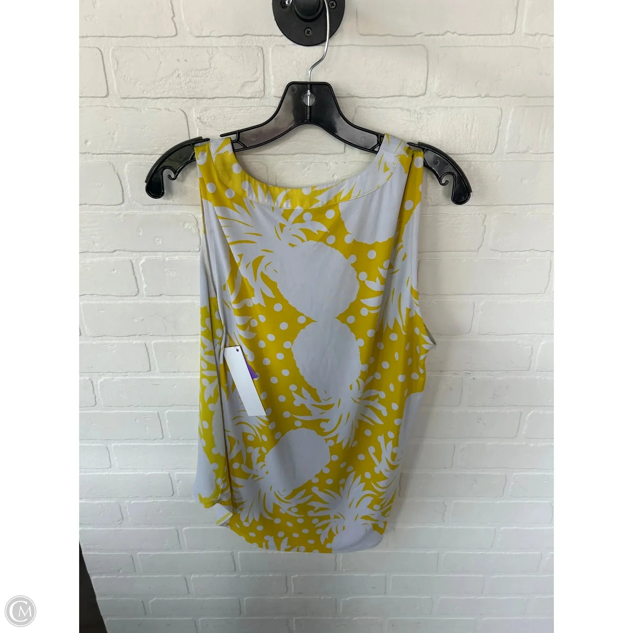 Top Sleeveless By Ann Taylor In Grey & Yellow, Size: L