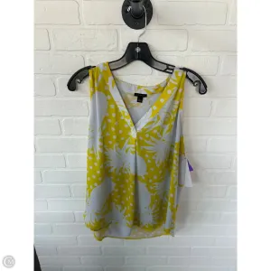 Top Sleeveless By Ann Taylor In Grey & Yellow, Size: L