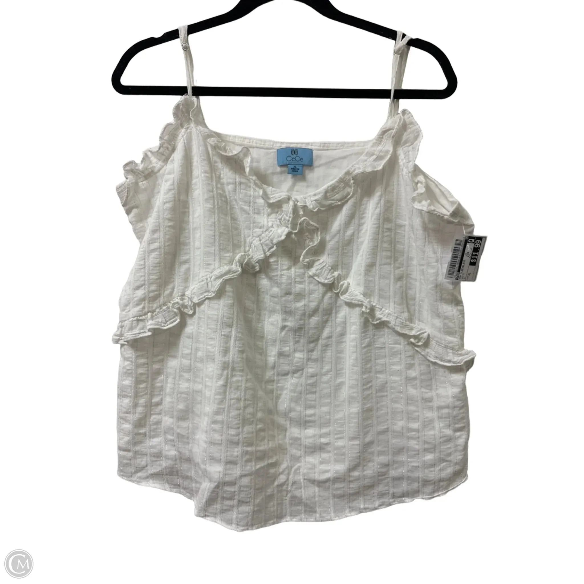 Top Sleeveless By Cece In White, Size: Xl