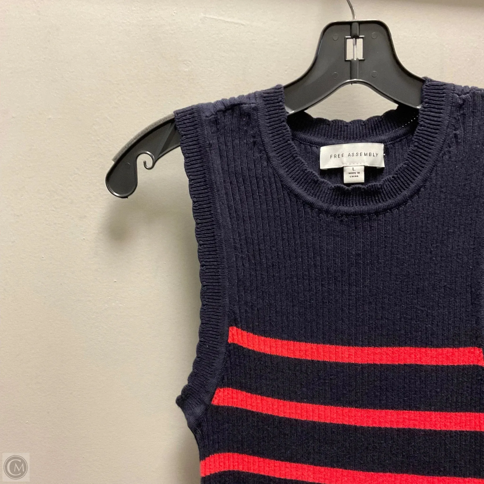 Top Sleeveless By Free Assembly In Blue, Size: L