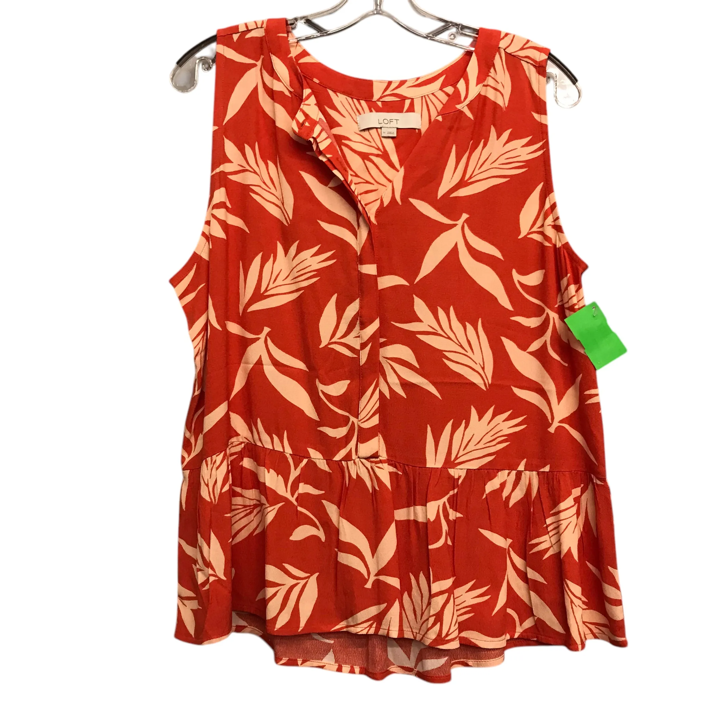 Top Sleeveless By Loft In Tropical Print, Size:M
