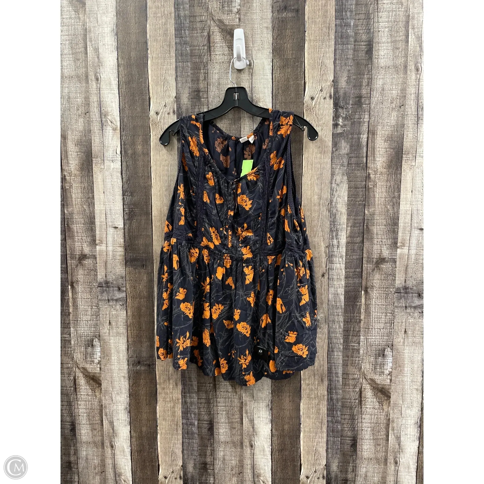 Top Sleeveless By Melrose And Market In Black & Orange, Size: 1x