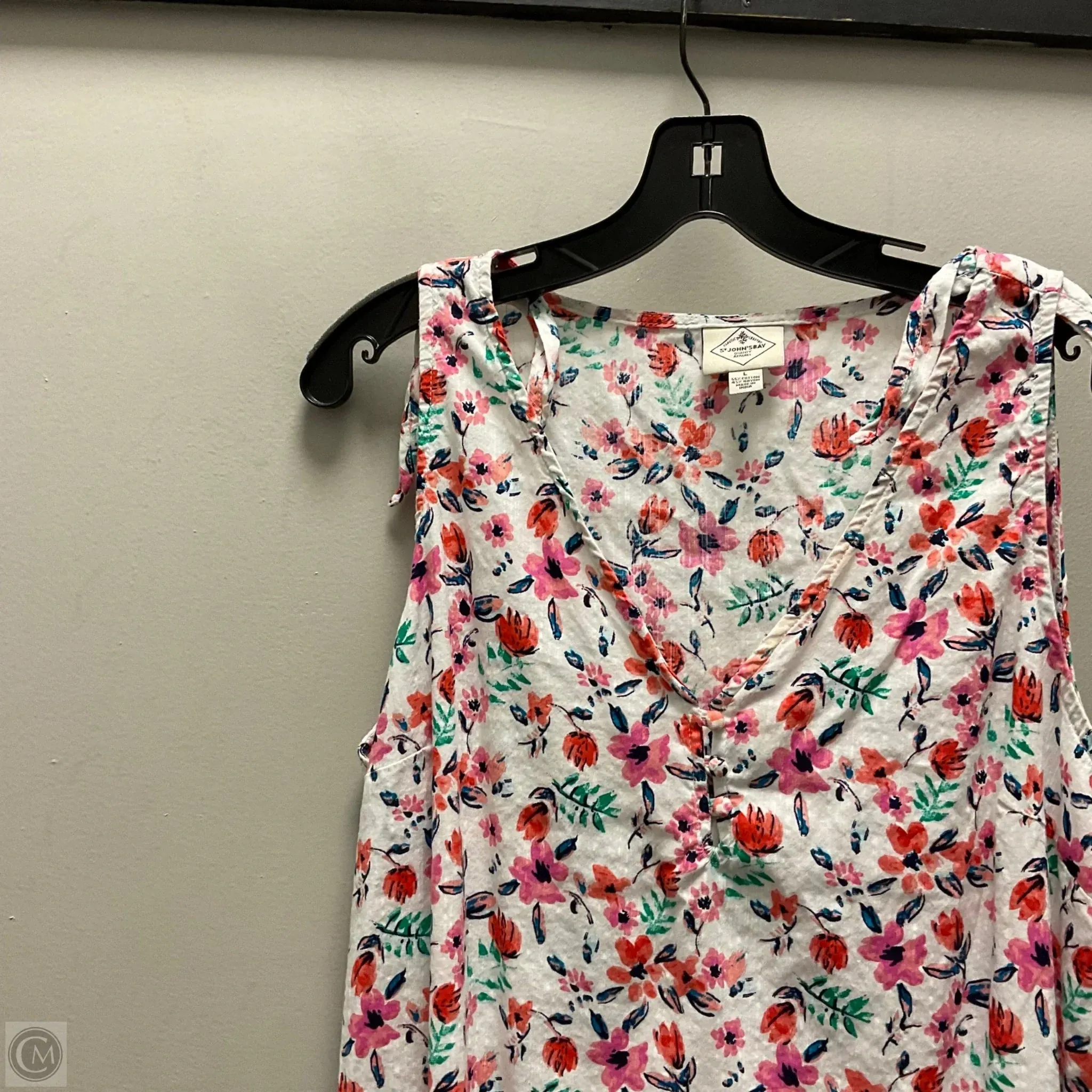 Top Sleeveless By St Johns Bay In Pink & White, Size: L