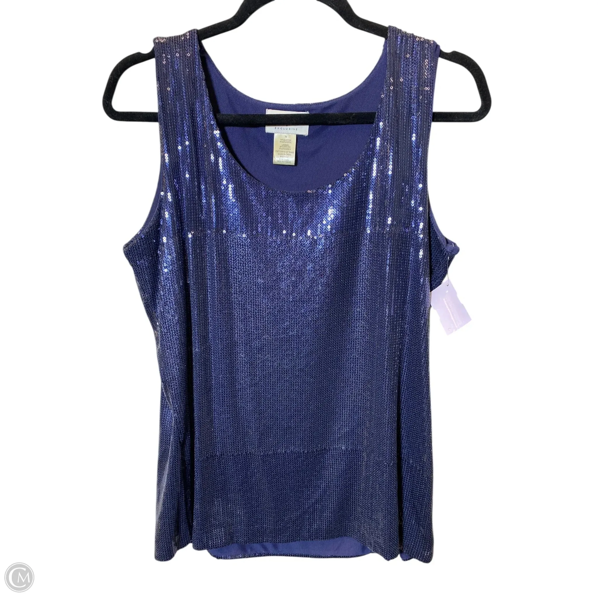Top Sleeveless Designer By Neiman Marcus In Navy, Size: M