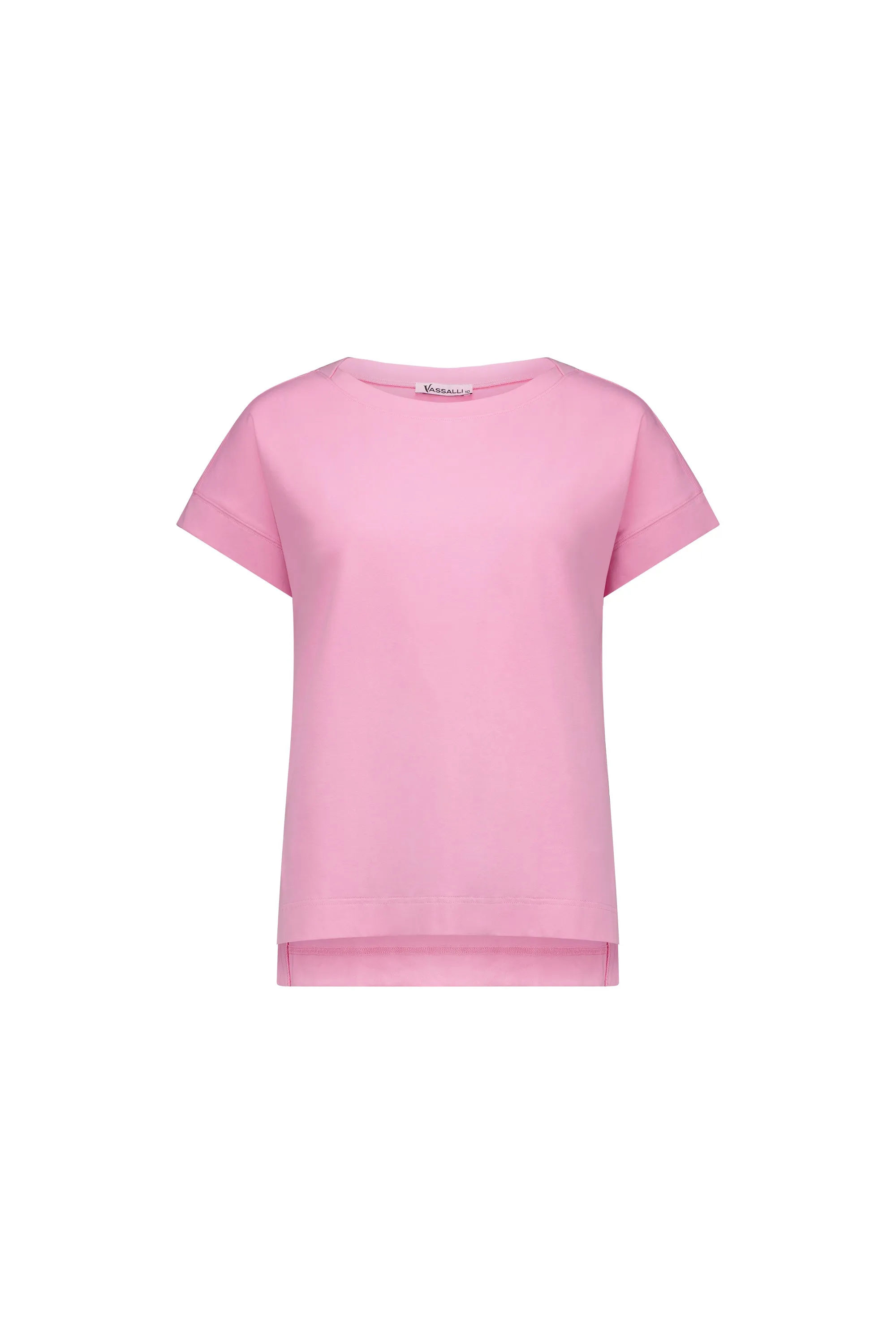 Vassalli - Drop Sleeve Top with Stepped Hem - 4363 - Flamingo or French Blue - 60% Off