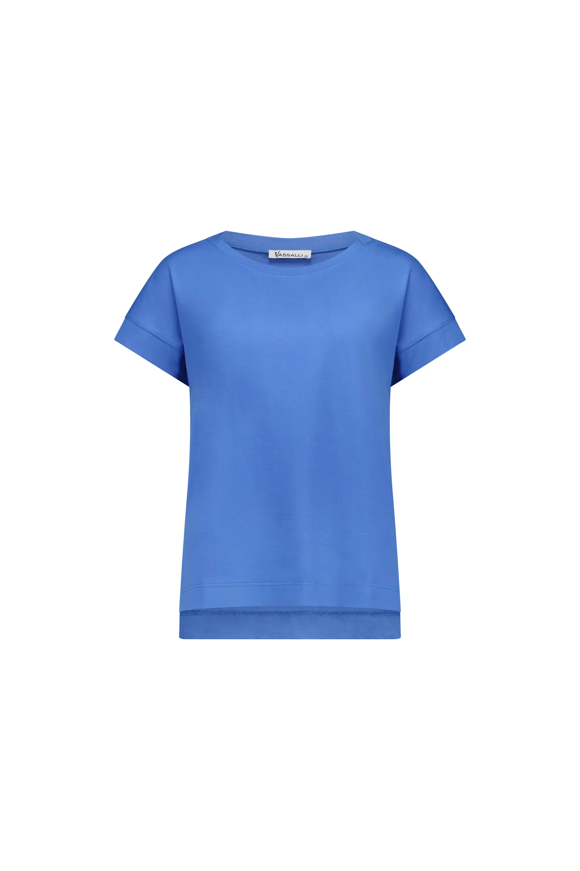 Vassalli - Drop Sleeve Top with Stepped Hem - 4363 - Flamingo or French Blue - 60% Off