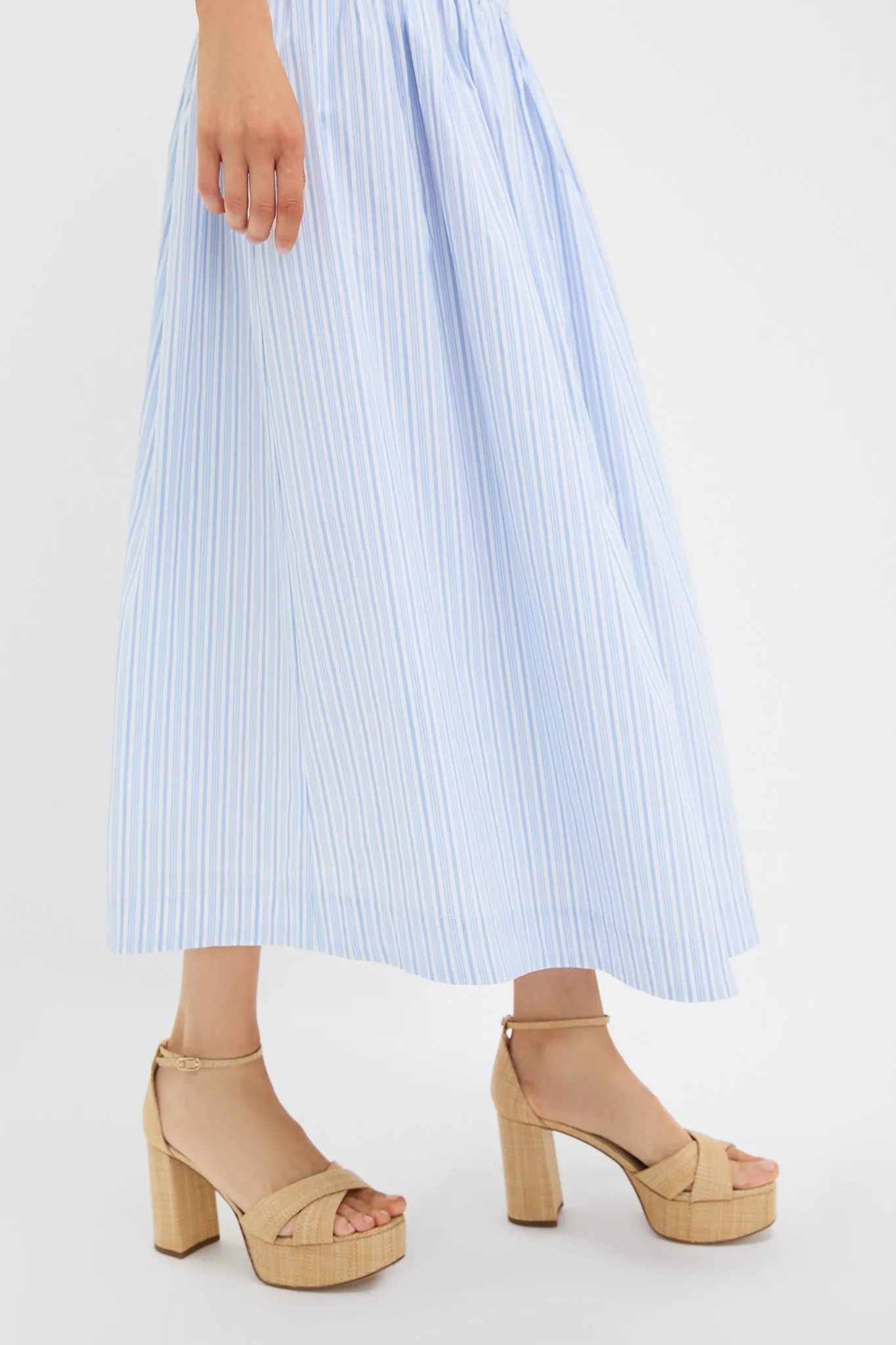 White and Blue Darra Midi Dress