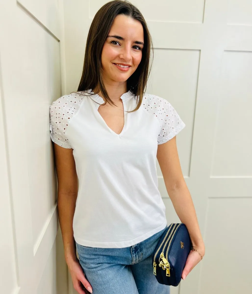 White Beki Broderie Top