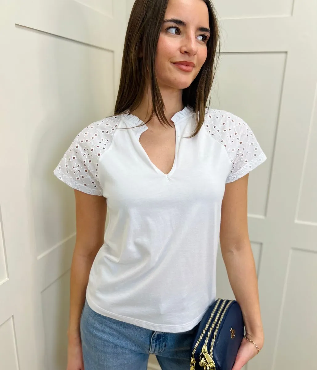 White Beki Broderie Top