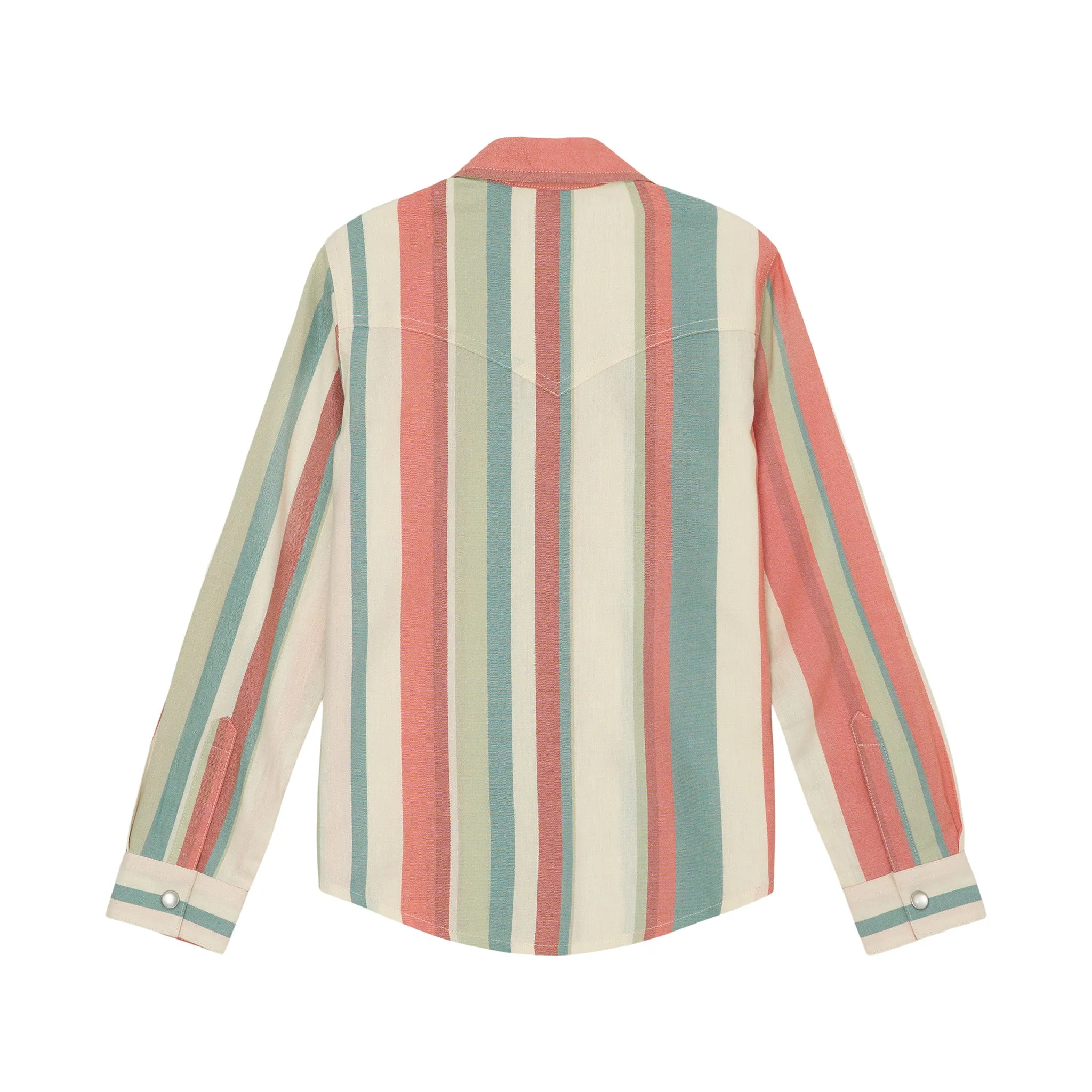 Wrangler Girl's Coral & Teal Stripe Shirt