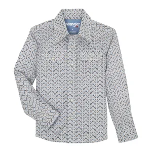 Wrangler Kid's Blue & Brown Geo Diamond Shirt