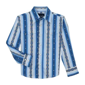 Wrangler Kid's Blue Aztec Striped Shirt