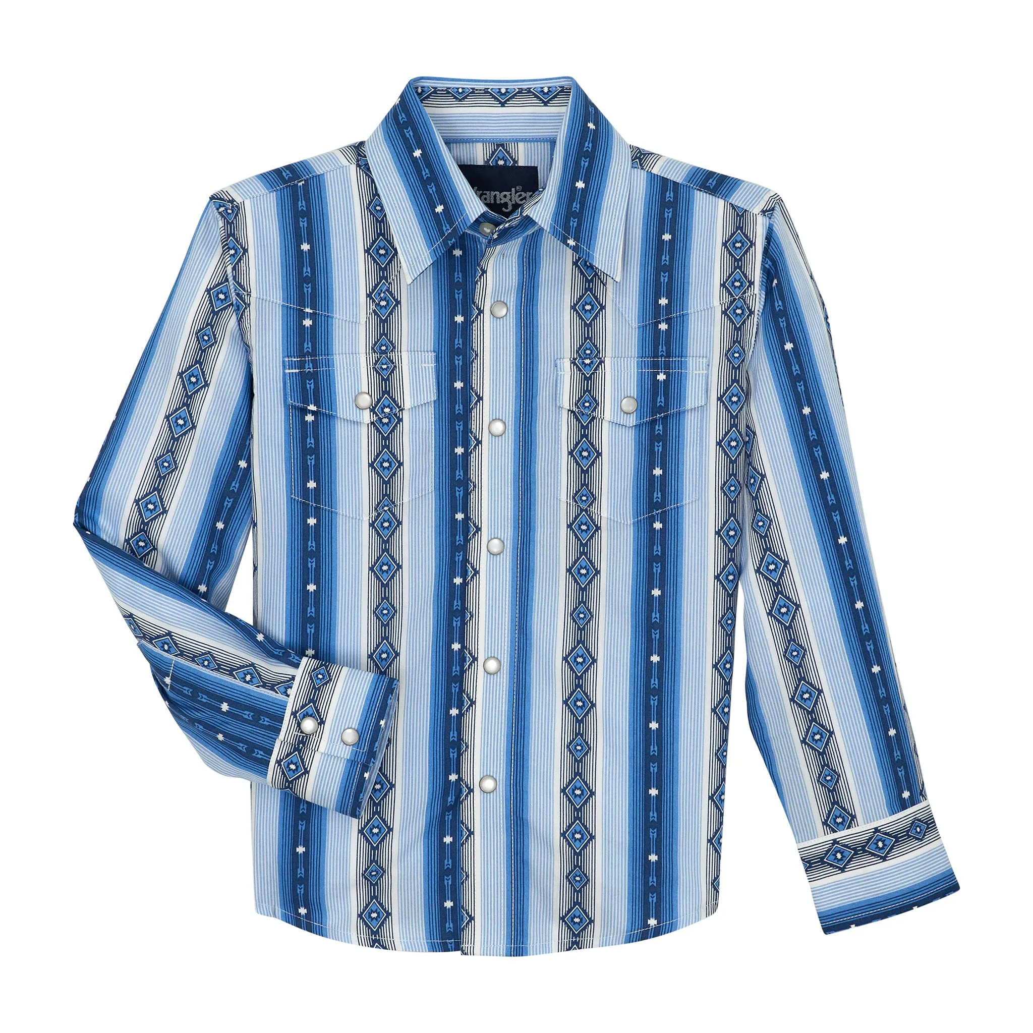 Wrangler Kid's Blue Aztec Striped Shirt