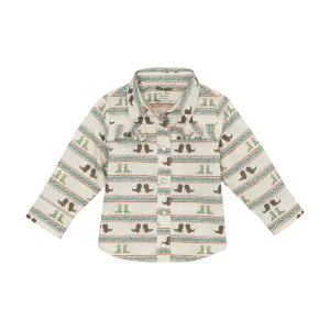 Wrangler Toddler Girl's White Bootprint Shirt