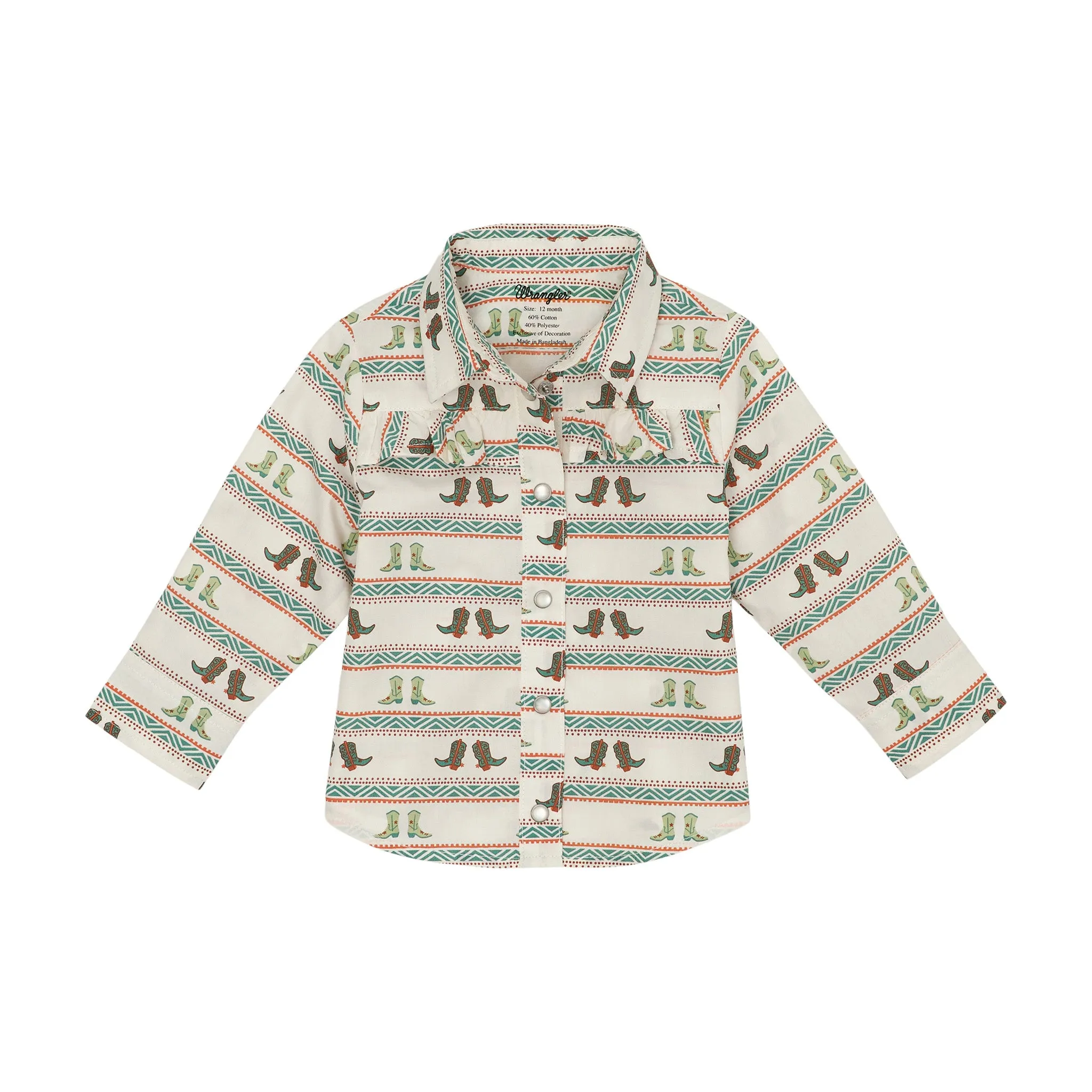 Wrangler Toddler Girl's White Bootprint Shirt
