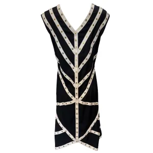 Zac Posen 2000's Black and White Transformable Silk Snap Dress